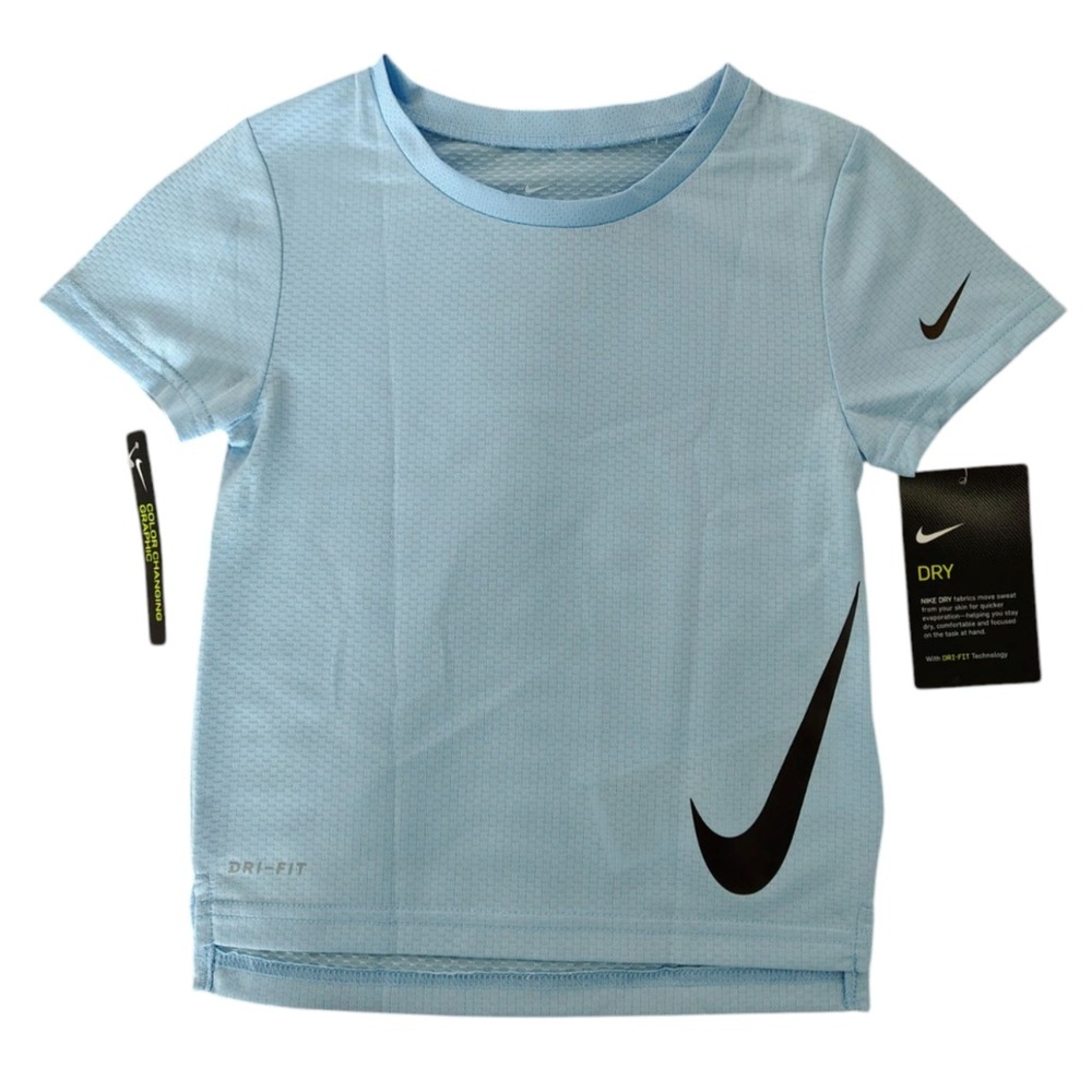 NWT Nike Dri-FIT T-Shirt Kids 2T Blue Color Changing Swoosh Athletic Tee